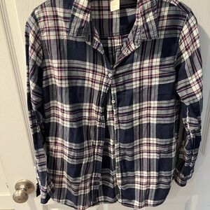 Plaid Button-Up Shirt